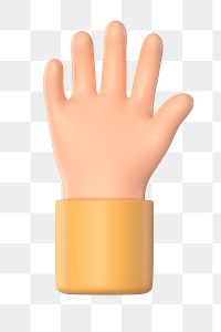 Raised hand png sticker, gesture, 3D illustration, transparent background