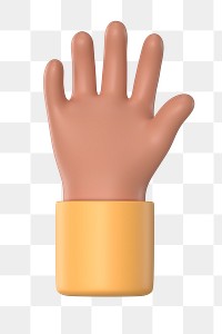 Raised tanned png hand gesture, 3D rendering graphic, transparent background