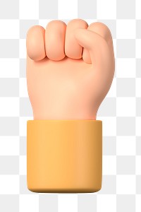 Raised fist hand png sticker, revolution symbol, 3D illustration, transparent background