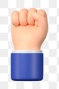 Raised fist hand png sticker, revolution symbol, 3D illustration, transparent background