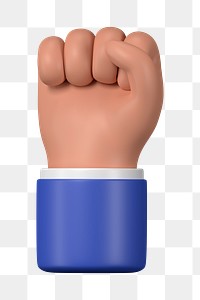 Raised fist hand png sticker, revolution symbol, 3D illustration, transparent background