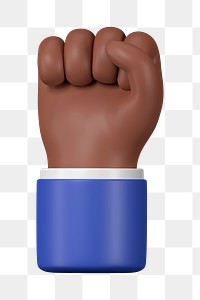 Raised fist hand png sticker, revolution symbol, 3D illustration, transparent background