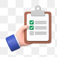 hand holding checklist png sticker, business evaluation graphic, transparent background