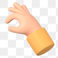 Hand picking png something up gesture, 3D illustration, transparent background