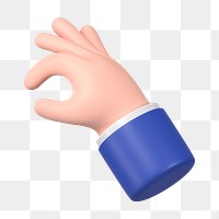 Hand png picking something up gesture, 3D illustration, transparent background