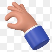 Hand png picking something up gesture, 3D illustration, transparent background