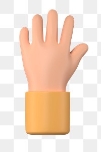 Raised hand gesture png sticker, 3D illustration, transparent background