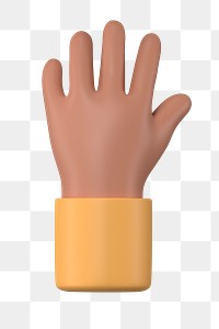 Raised tanned png hand gesture, 3D rendering graphic, transparent background