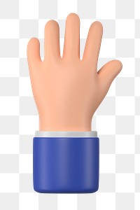 Businessman raising hand png gesture, 3D illustration, transparent background