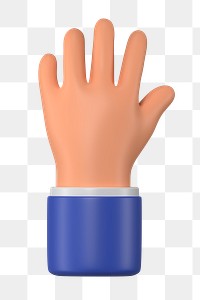 Businessman raising hand png gesture, 3D illustration, transparent background