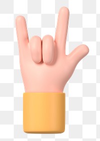 ILY hand sign png sticker, gesture in 3D design, transparent background