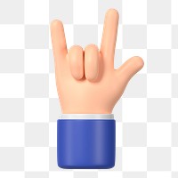 ILY hand sign png sticker, gesture in 3D design, transparent background