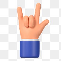 ILY hand sign png sticker, gesture in 3D design, transparent background