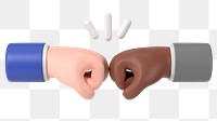 Diverse fist bump png sticker, 3D gesture illustration, transparent background