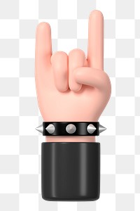 Rock and roll png hand, 3D illustration, transparent background