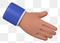 Businessman extending png hand to shake, business etiquette in 3D, transparent background