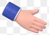 Businessman extending png hand to shake, business etiquette in 3D, transparent background