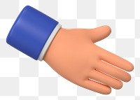 Businessman extending png hand to shake, business etiquette in 3D, transparent background