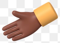 Black hand  png extending to shake, business etiquette in 3D, transparent background