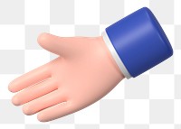 Businessman extending png hand to shake, business etiquette in 3D, transparent background