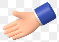 Businessman extending png hand to shake, business etiquette in 3D, transparent background