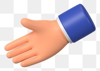 Businessman extending png hand to shake, business etiquette in 3D, transparent background