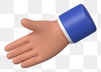 Businessman extending png hand to shake, business etiquette in 3D, transparent background