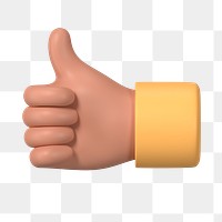 Thumbs up png, hand gesture in 3D design, transparent background