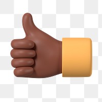 Black thumbs up png, hand gesture in 3D design, transparent background