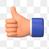 Thumbs up hand gesture png sticker, 3D illustration, transparent background