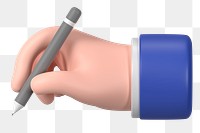 Businessman's hand png holding pencil, 3D illustration, transparent background