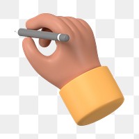 3D hand holding png pencil, gesture illustration, transparent background