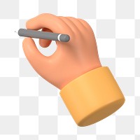 3D hand holding png pencil, gesture illustration, transparent background