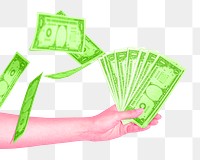 PNG hand holding money, payment sticker, transparent background