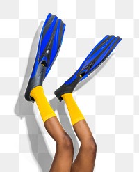 PNG legs with scuba fins, hobby sticker, transparent background