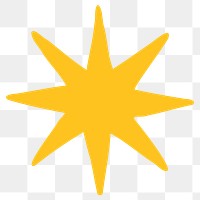 Yellow starburst png doodle logo sticker, transparent background