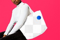 PNG tote bag mockup, transparent design
