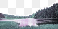 Forest lake border png sticker, transparent background