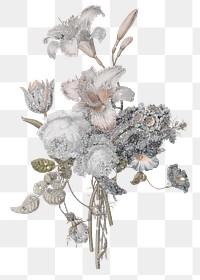 Winter flower png branches, vintage botanical, transparent background