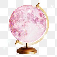 Pink globe png sticker, aesthetic design, transparent background