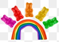 Gummy bears png sticker, rainbow design, transparent background