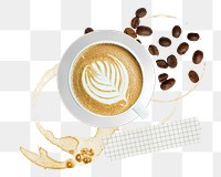 Latte art png sticker, coffee, transparent background