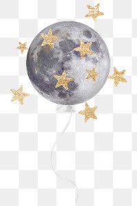 Moon & stars png sticker, aesthetic design, transparent background