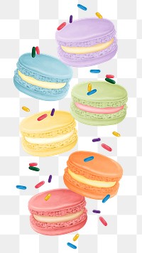 Colorful macaron png sticker, transparent background