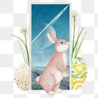 Vintage Easter rabbit png sticker, transparent background