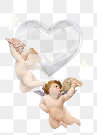 Angels & heart png sticker, transparent background