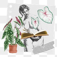 Reading hobby png sticker, transparent background