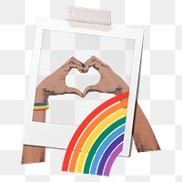 Pride month png sticker, instant photo, transparent background