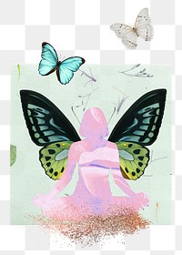 Butterfly wings woman png sticker, transparent background