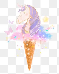 Unicorn ice-cream png sticker, transparent background